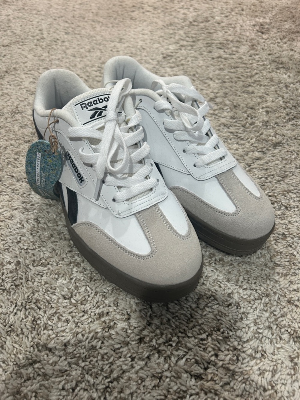 Reebok White Sneakers with Gray & Black Accents